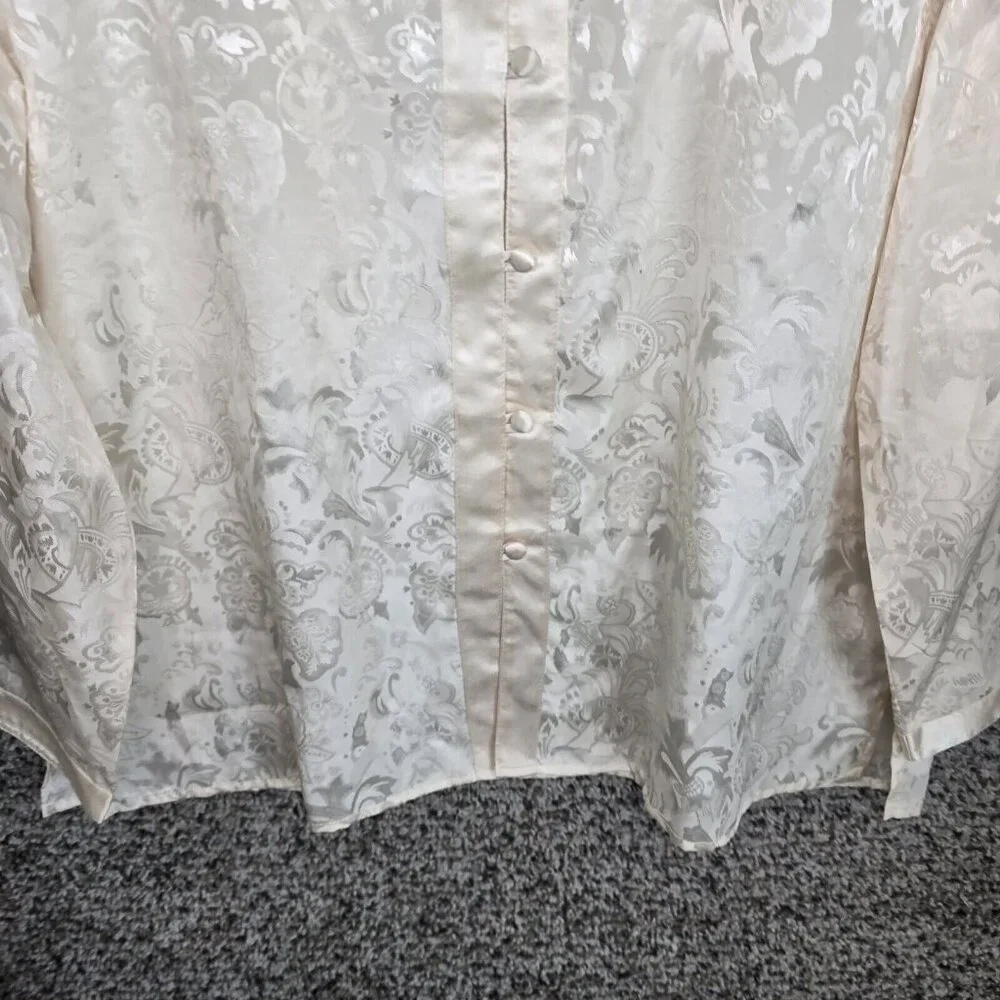 Vintage Victorias Secret Pajama Top‎ Womens Large Cream Button Up Polyester